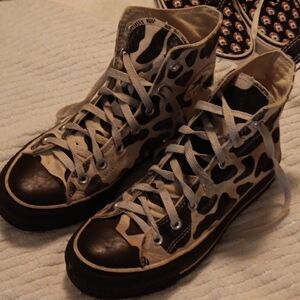 Converse Black and Cream High-Top Sneakers